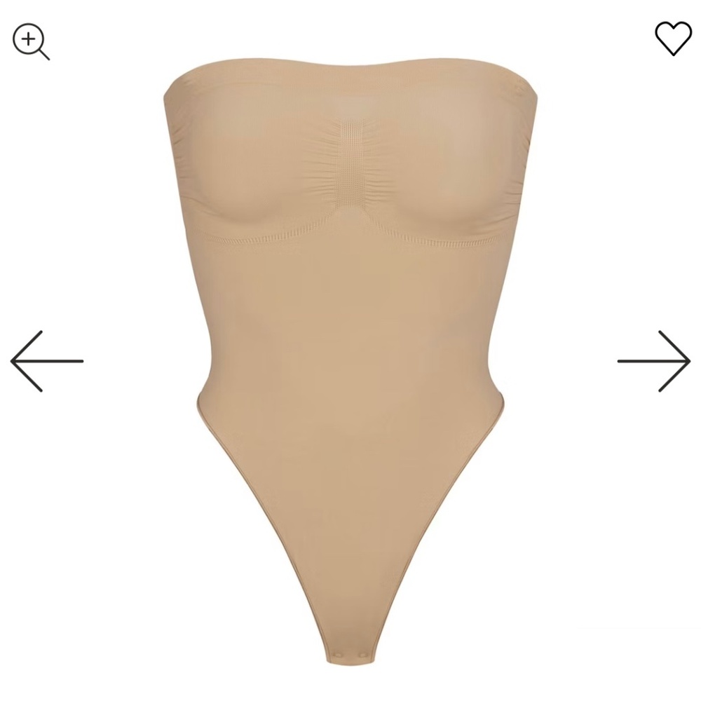Skims Strapless Thong Bodysuit in Clay